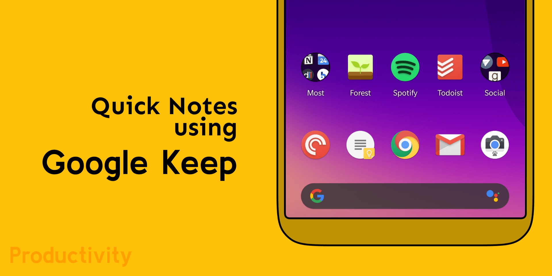 Quick note taking using Google Keep